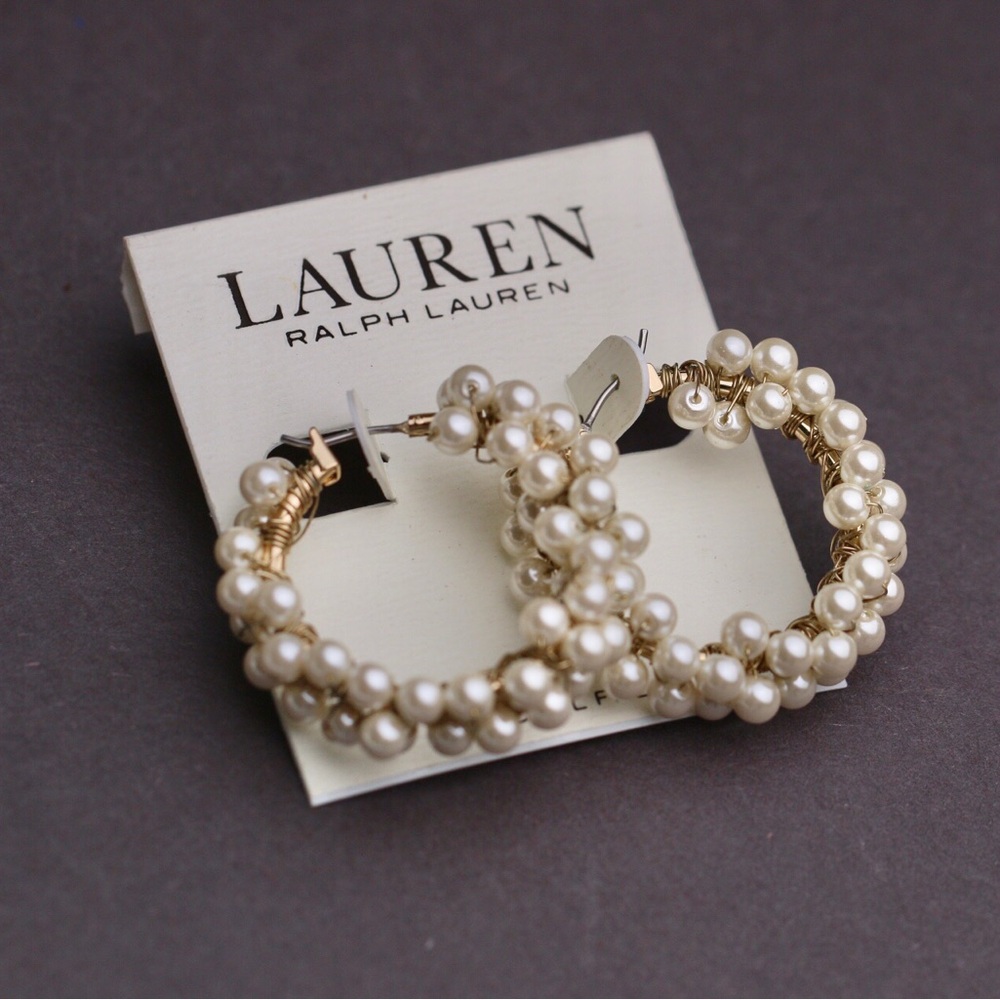 Lauren Pearl cluster hoop earrings